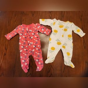 💛🩷2 Baby Girl Sleepers